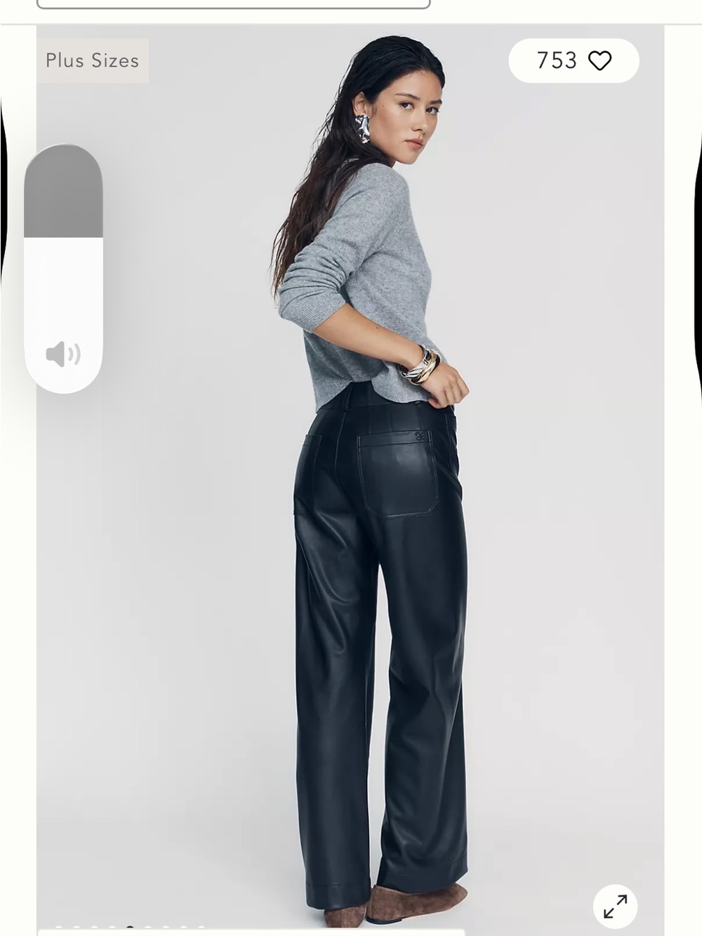 Maeve Collette Wide-Leg Faux Leather Pants in Black